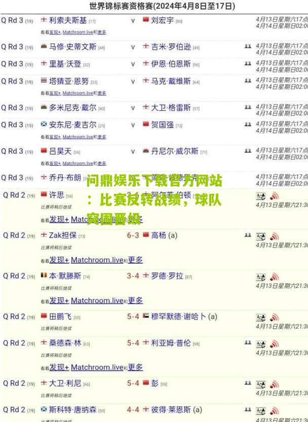 比赛反转战绩，球队突围晋级